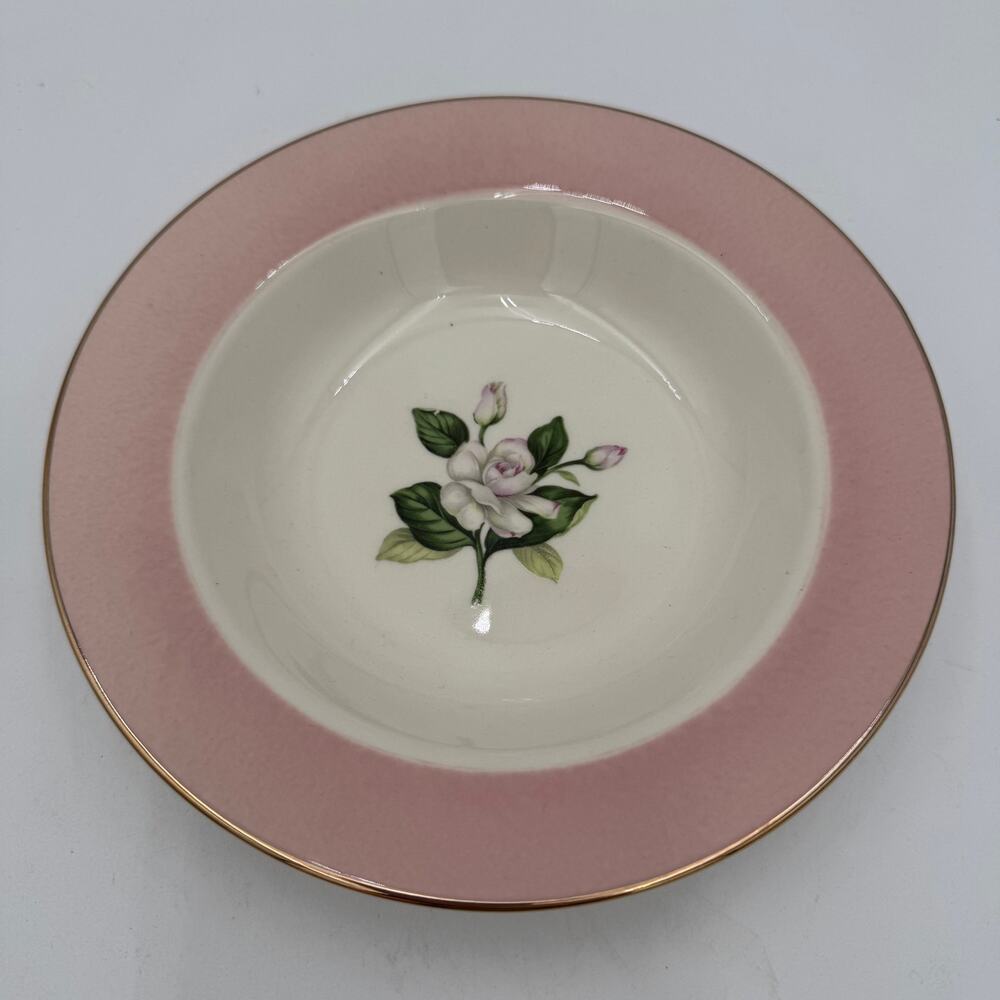 Vintage Glenwood Soup Bowl by Homer Laughlin Pink Floral (1)